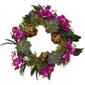 Nearly Natural 20 in. Orchid- Artichoke and Succulent Wreath 4989